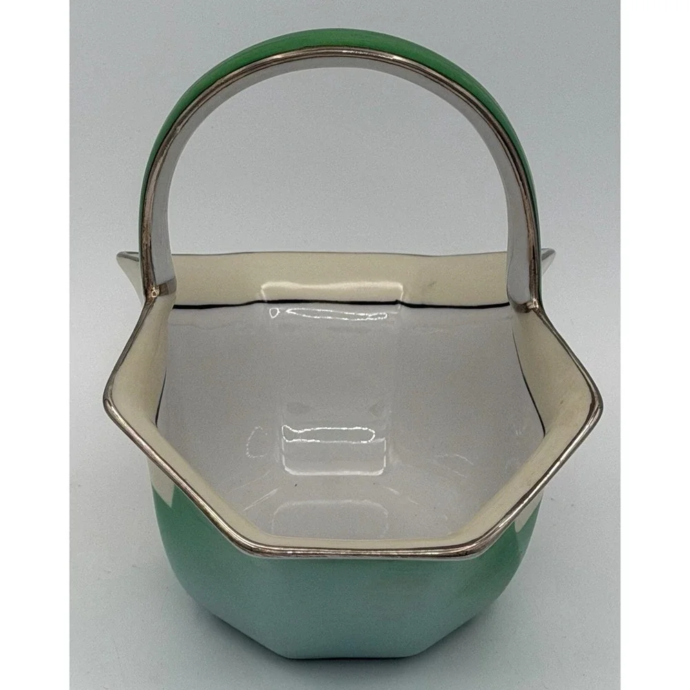 Noritake Trinket Basket Hand Painted Flower Gold Trim Art Deco Vintage EUC